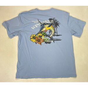 Nautica Wing & Sail Wild Island Fish Flower Graphic T-shirt Men XL Blue